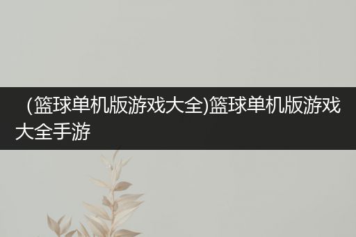 （篮球单机版游戏大全)篮球单机版游戏大全手游