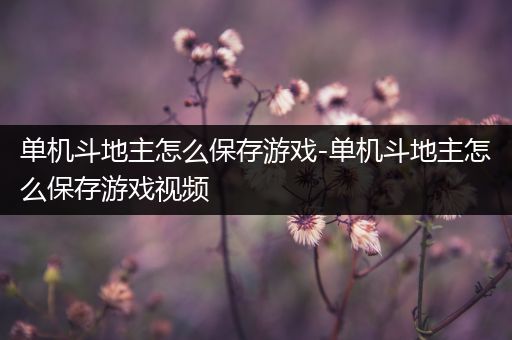 单机斗地主怎么保存游戏-单机斗地主怎么保存游戏视频