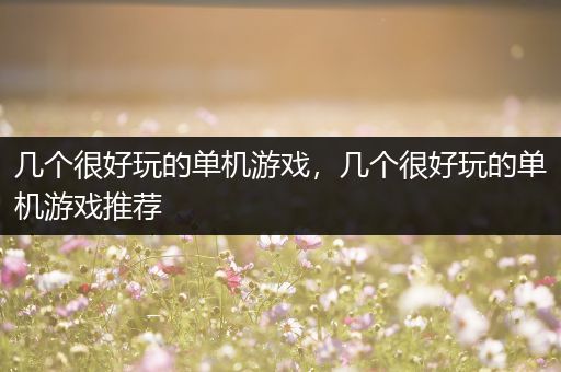 几个很好玩的单机游戏，几个很好玩的单机游戏推荐