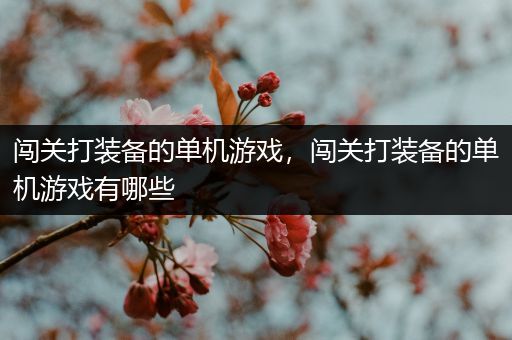 闯关打装备的单机游戏，闯关打装备的单机游戏有哪些