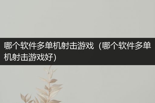 哪个软件多单机射击游戏（哪个软件多单机射击游戏好）