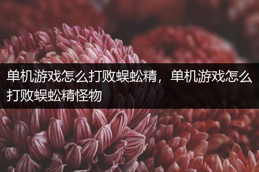 单机游戏怎么打败蜈蚣精，单机游戏怎么打败蜈蚣精怪物