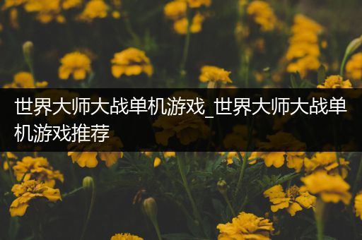 世界大师大战单机游戏_世界大师大战单机游戏推荐