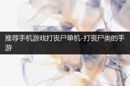 推荐手机游戏打丧尸单机-打丧尸类的手游