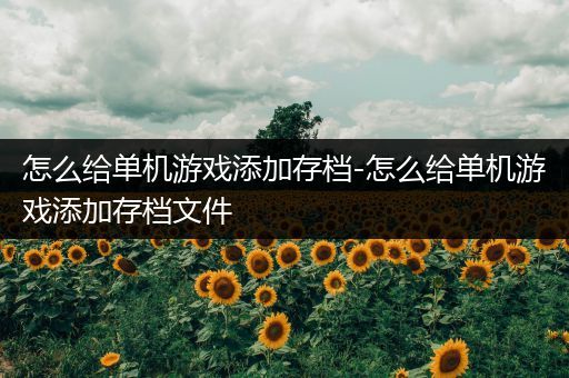 怎么给单机游戏添加存档-怎么给单机游戏添加存档文件