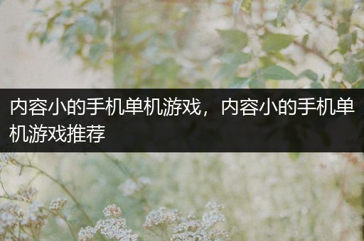 内容小的手机单机游戏，内容小的手机单机游戏推荐