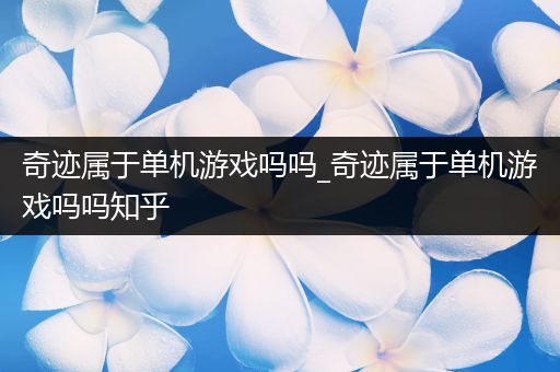 奇迹属于单机游戏吗吗_奇迹属于单机游戏吗吗知乎