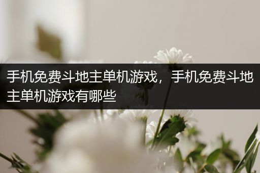 手机免费斗地主单机游戏，手机免费斗地主单机游戏有哪些