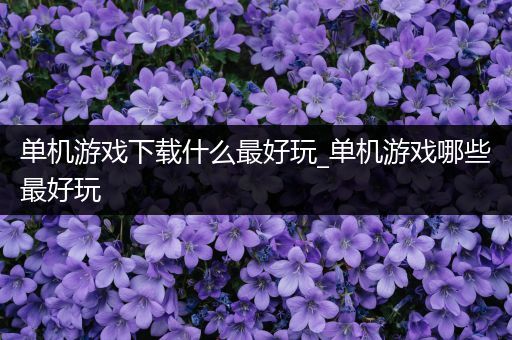 单机游戏下载什么最好玩_单机游戏哪些最好玩