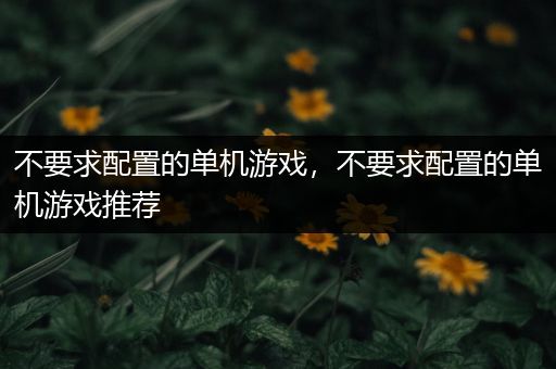 不要求配置的单机游戏，不要求配置的单机游戏推荐