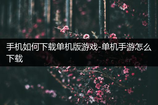 手机如何下载单机版游戏-单机手游怎么下载