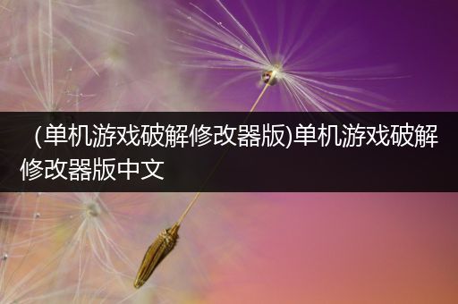（单机游戏破解修改器版)单机游戏破解修改器版中文