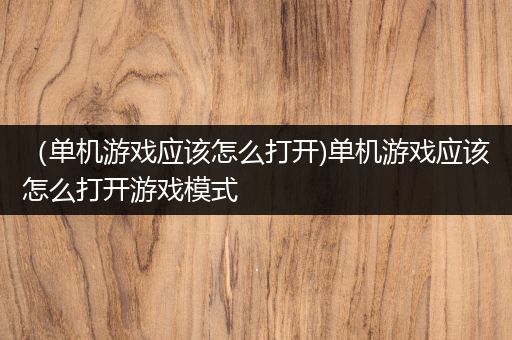 （单机游戏应该怎么打开)单机游戏应该怎么打开游戏模式