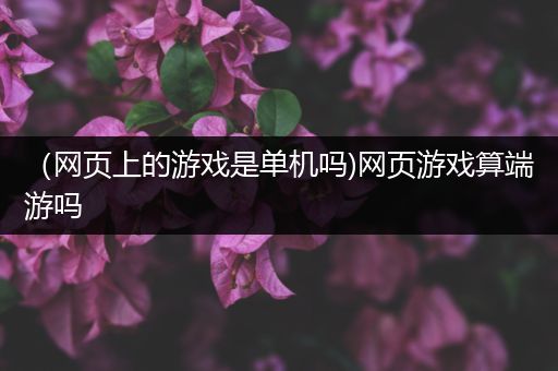 （网页上的游戏是单机吗)网页游戏算端游吗