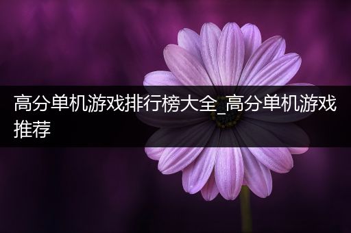 高分单机游戏排行榜大全_高分单机游戏推荐