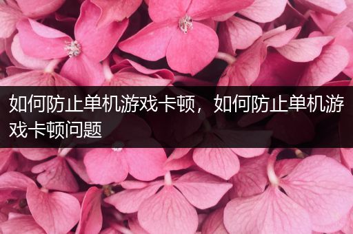 如何防止单机游戏卡顿，如何防止单机游戏卡顿问题