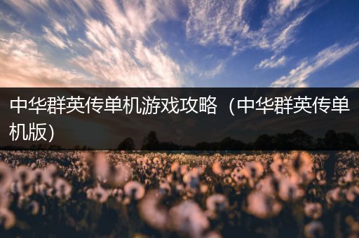中华群英传单机游戏攻略（中华群英传单机版）