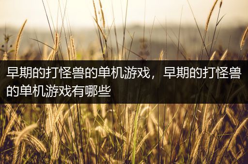 早期的打怪兽的单机游戏，早期的打怪兽的单机游戏有哪些