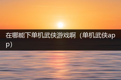 在哪能下单机武侠游戏啊（单机武侠app）