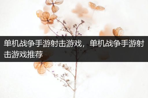 单机战争手游射击游戏，单机战争手游射击游戏推荐
