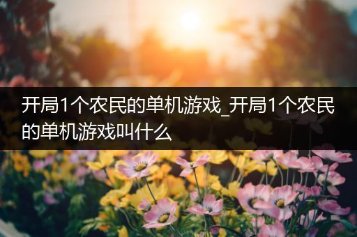 开局1个农民的单机游戏_开局1个农民的单机游戏叫什么