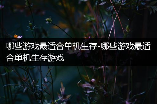 哪些游戏最适合单机生存-哪些游戏最适合单机生存游戏