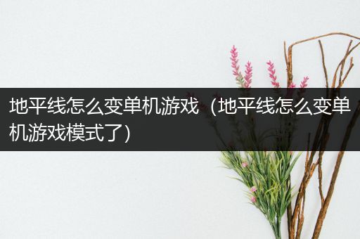 地平线怎么变单机游戏（地平线怎么变单机游戏模式了）