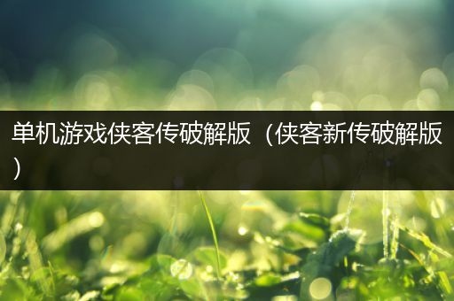 单机游戏侠客传破解版（侠客新传破解版）