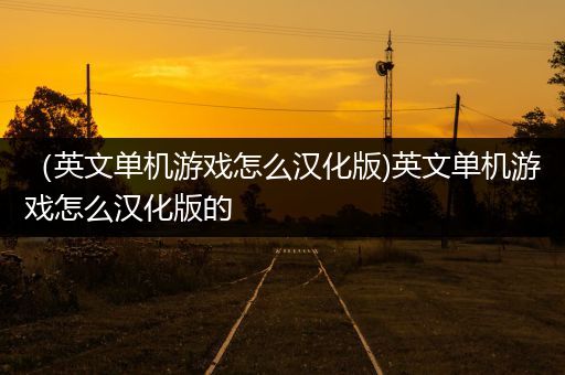 （英文单机游戏怎么汉化版)英文单机游戏怎么汉化版的