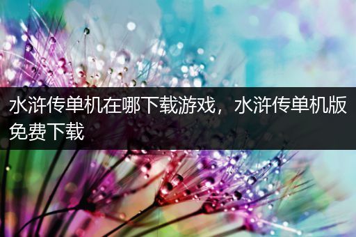 水浒传单机在哪下载游戏，水浒传单机版免费下载
