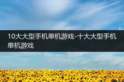 10大大型手机单机游戏-十大大型手机单机游戏