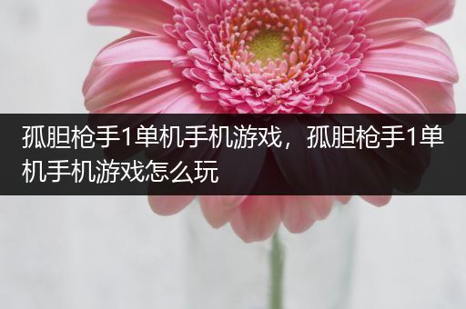孤胆枪手1单机手机游戏，孤胆枪手1单机手机游戏怎么玩