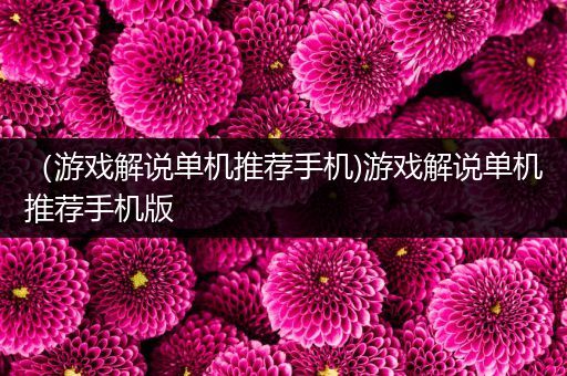 （游戏解说单机推荐手机)游戏解说单机推荐手机版