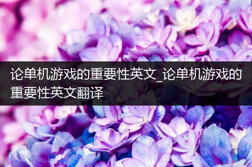 论单机游戏的重要性英文_论单机游戏的重要性英文翻译