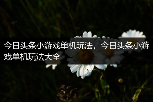 今日头条小游戏单机玩法，今日头条小游戏单机玩法大全