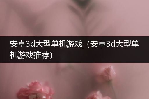 安卓3d大型单机游戏（安卓3d大型单机游戏推荐）