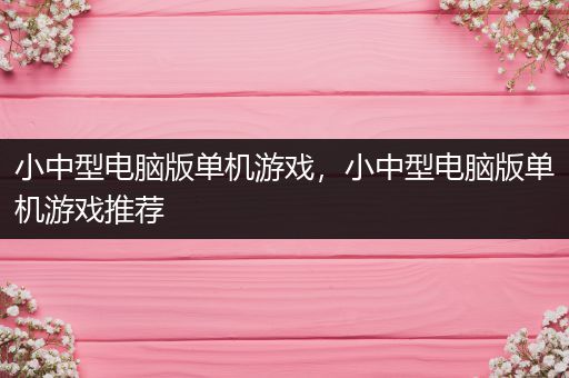小中型电脑版单机游戏，小中型电脑版单机游戏推荐