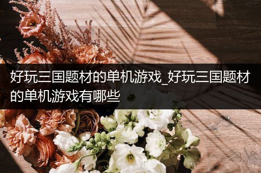 好玩三国题材的单机游戏_好玩三国题材的单机游戏有哪些