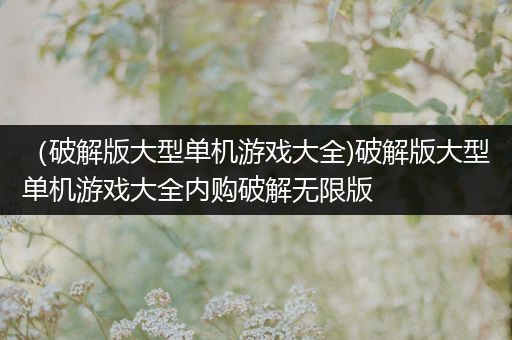 （破解版大型单机游戏大全)破解版大型单机游戏大全内购破解无限版
