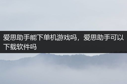 爱思助手能下单机游戏吗，爱思助手可以下载软件吗