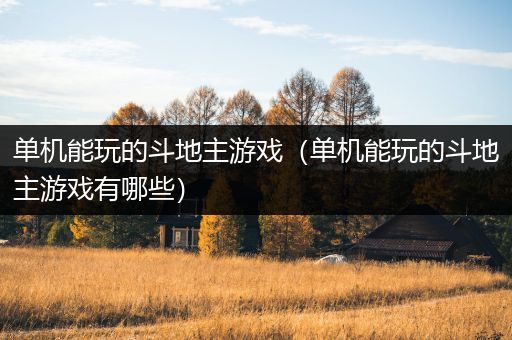 单机能玩的斗地主游戏（单机能玩的斗地主游戏有哪些）