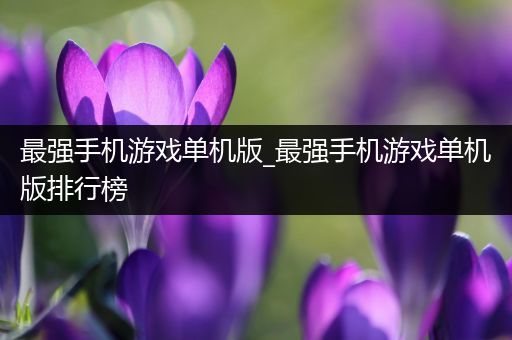 最强手机游戏单机版_最强手机游戏单机版排行榜
