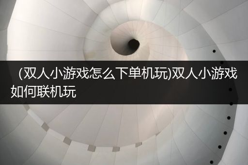 （双人小游戏怎么下单机玩)双人小游戏如何联机玩