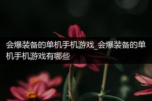 会爆装备的单机手机游戏_会爆装备的单机手机游戏有哪些