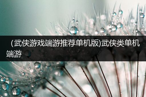 （武侠游戏端游推荐单机版)武侠类单机端游