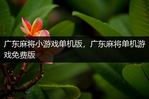 广东麻将小游戏单机版，广东麻将单机游戏免费版