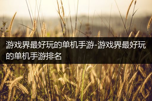 游戏界最好玩的单机手游-游戏界最好玩的单机手游排名
