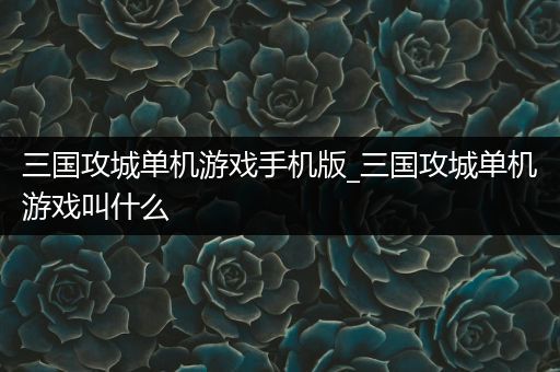 三国攻城单机游戏手机版_三国攻城单机游戏叫什么