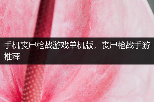手机丧尸枪战游戏单机版，丧尸枪战手游推荐