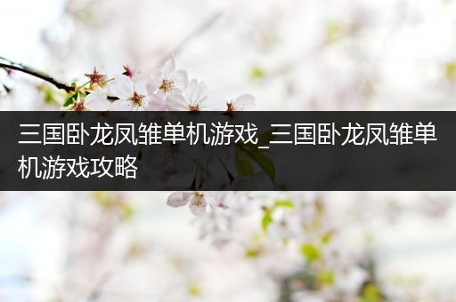 三国卧龙凤雏单机游戏_三国卧龙凤雏单机游戏攻略